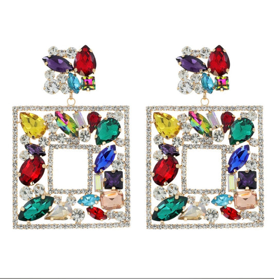 LARGE SQUARE STATEMENT EARRINGS