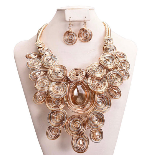 LARGE STATEMENT WIRE NECKLACE SET